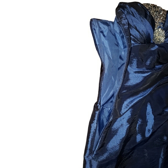 Jump Apparel Strapless Sequins Blue Colorshift Fit & Flare A-Line Long Dress 3/4 - Picture 8 of 17